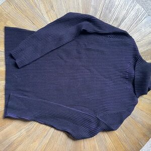 Black Turtleneck Sweater with Ribbed Knit